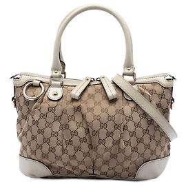 Borsa Satchel Gucci GG Canvas Sukey Beige