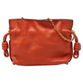Bolso bandolera Nano Leather Flamenco Knot Chain LOEWE Naranja
