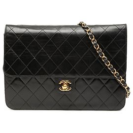 Borsa a tracolla Chanel Medium CC Quilted Lambskin Single Flap Nera