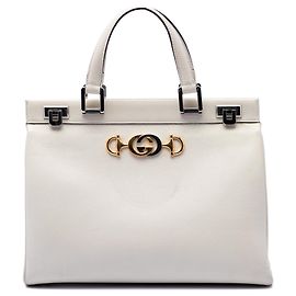 White Gucci Medium Calfskin Zumi Top Handle Bag Satchel