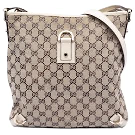 Borsa a tracolla Gucci GG Canvas Abbey D Ring Beige