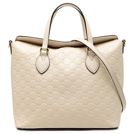 Borsa beige Gucci Guccissima Linea A Fold Over Satchel