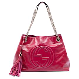 Borsa Tote Soho Chain Medium in vernice rosa Gucci