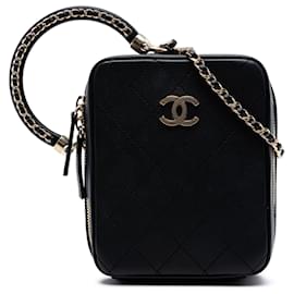 Borsa vanity satchel Chanel Cup Of Tea in pelle di vitello nera con cuciture