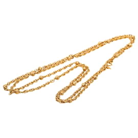 Collana lunga a catena con stazioni Chanel CC placcata oro