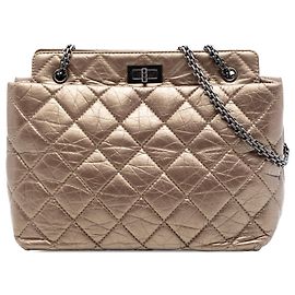 Tote Reissue 2.55 em couro de vitelo envelhecido acolchoado marrom Chanel