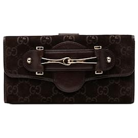 Gucci GG Pelham Continental Langbeutel aus Wildleder, Braun