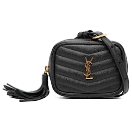 Borsa Camera Bag Monogram Lou Matelassé Baby Grain De Poudre nero Saint Laurent