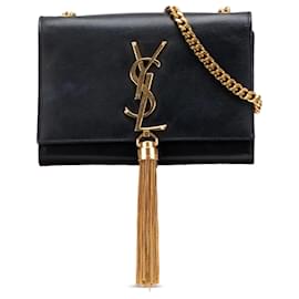 Borsa a tracolla Saint Laurent Kate Tassel Small in pelle monogramma nera