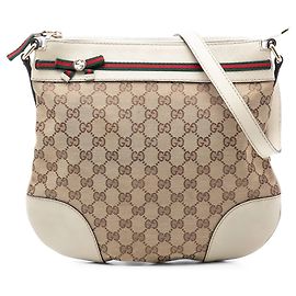 Borsa a tracolla Gucci GG Canvas Web Mayfair Beige