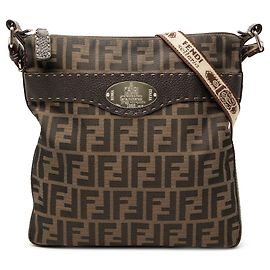 Borsa a tracolla Fendi Zucca Canvas Selleria marrone