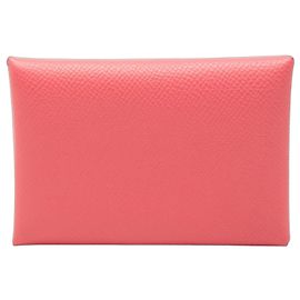 Cartera Rosa Hermès Epsom Calvi Duo y Monedero