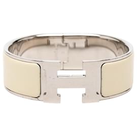 Beige Hermès Wide Enamel Clic Clac H Bracelet PM