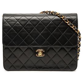Borsa a tracolla Chanel Small CC Quilted Lambskin Single Flap Nera