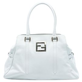 Tote in pelle FF bianco Fendi