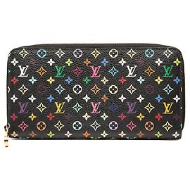 Louis Vuitton Monogram Multicolore Zippy Wallet Lange Geldbörse Schwarz