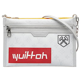 Borsa a tracolla Double Flat Louis Vuitton Monogram Antartica grigia