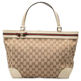Sacola Gucci Mayfair em lona GG bege