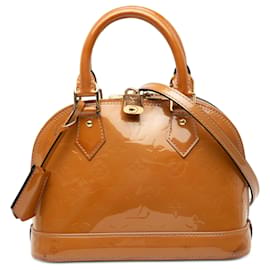 Borsa Satchel Alma BB Louis Vuitton Monogram Vernis Marrone