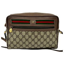 Borsa a tracolla Gucci GG Supreme Web marrone