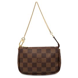 Borsa a mano Louis Vuitton Damier Ebene Mini Pochette Accessoires Marrone