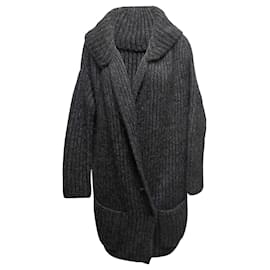 Miu Miu Longline Cardigan aus Mohair-Mischung, Charcoal, Größe IT 40