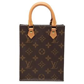 Borsa Louis Vuitton Monogram Petit Sac Plat Marrone