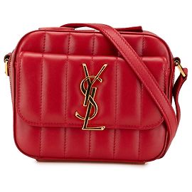 Borsa a tracolla Saint Laurent Toy Vicky in pelle di agnello rossa