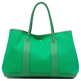 Sac cabas Garden Party 36 Hermès en Toile et Negonda Vert