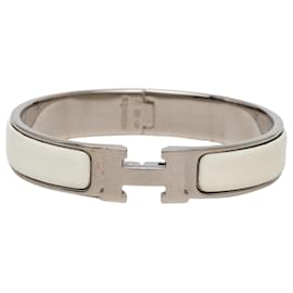 Bracelet Clic H PM étroit en émail blanc Hermès