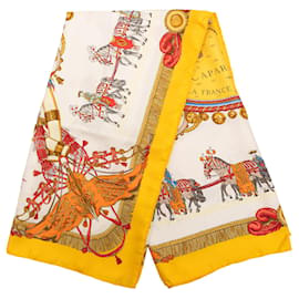 Foulard di seta Hermès Caparacons De La France Et De L Inde Giallo 90