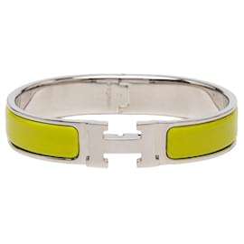 Yellow Hermès Narrow Enamel Clic H Bracelet GM