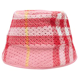 Burberry Nova Check Strick-Bucket Hat Rosa & Mehrfarbig Größe US M