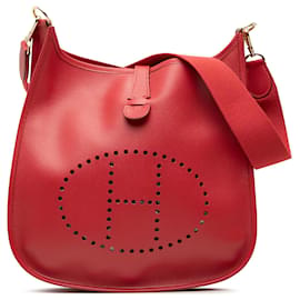 Borsa a tracolla Hermès Evelyne I 33 in pelle Courchevel rossa