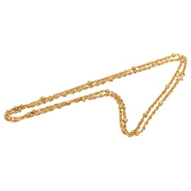 Collana lunga a catena con stazioni Chanel CC placcata oro