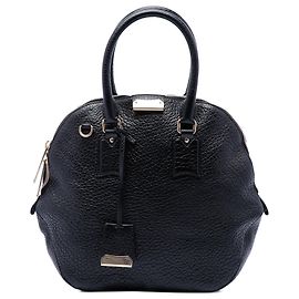 Bolsa Bowling Satchel Heritage Orchard Burberry em couro de bezerro granulado preto, Large