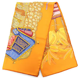 Foulard di seta Hermès Ombres et Lumieres Arancione 90