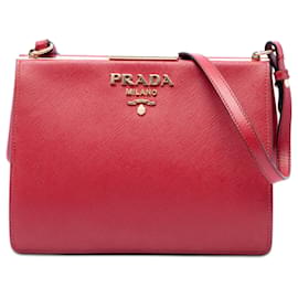 Borsa a tracolla Prada Saffiano e City Calf Light Frame rossa