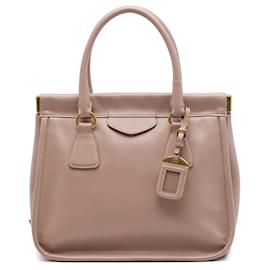 Borsa Tote con manico superiore e struttura Prada Saffiano Lucido Marrone