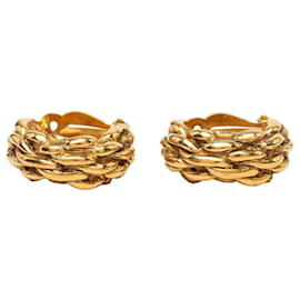 Orecchini a clip a cerchio intrecciato placcati oro Chanel Gold