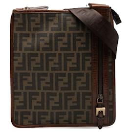 Borsa a tracolla Fendi Zucca in tela rivestita marrone
