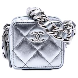Borsa Cube Coco Punk Chanel in lambskin metallizzato argento