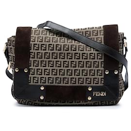 Borsa a tracolla Fendi Zucchino Canvas Beige