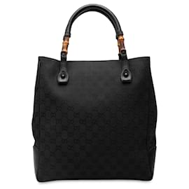 Borsa Tote Gucci GG Canvas Bamboo nera