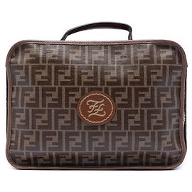 Borsa da viaggio Fendi Zucca in tela rivestita marrone Karligraphy