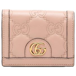 Gucci GG Matelassé Kartenetui Portemonnaie aus Leder in Rosa