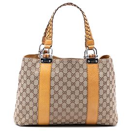 Borsa Tote Gucci GG Canvas Bamboo Libeccio Beige