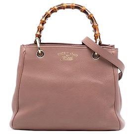 Gucci Small Bamboo Shopper Satchel aus Kalbsleder in Braun