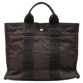 Hermès Herline PM Tote Bag aus Canvas grau