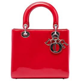 Lady Dior Medium Satchel aus rotem Lackleder Dior